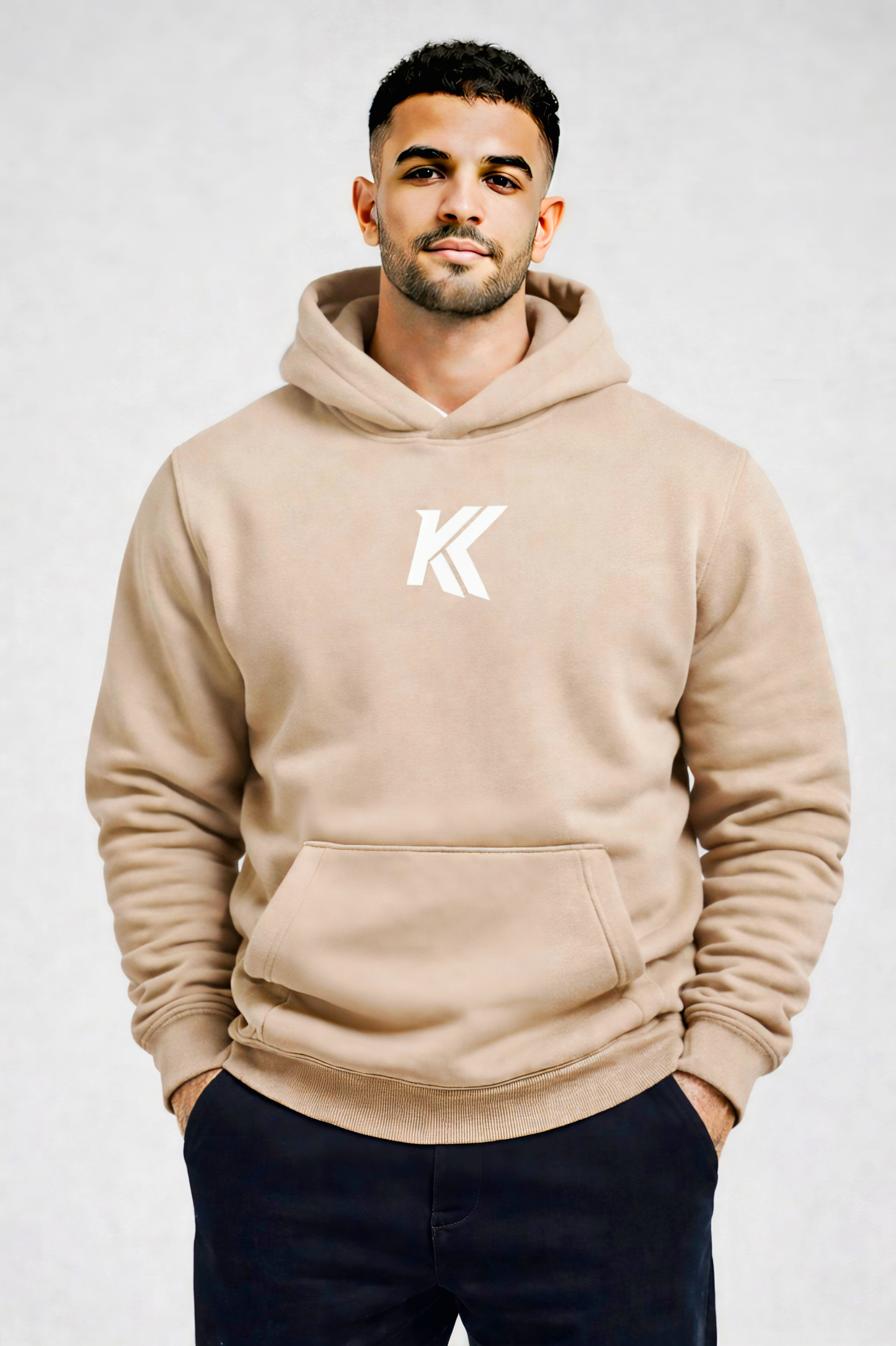 Beige Double K hoodie